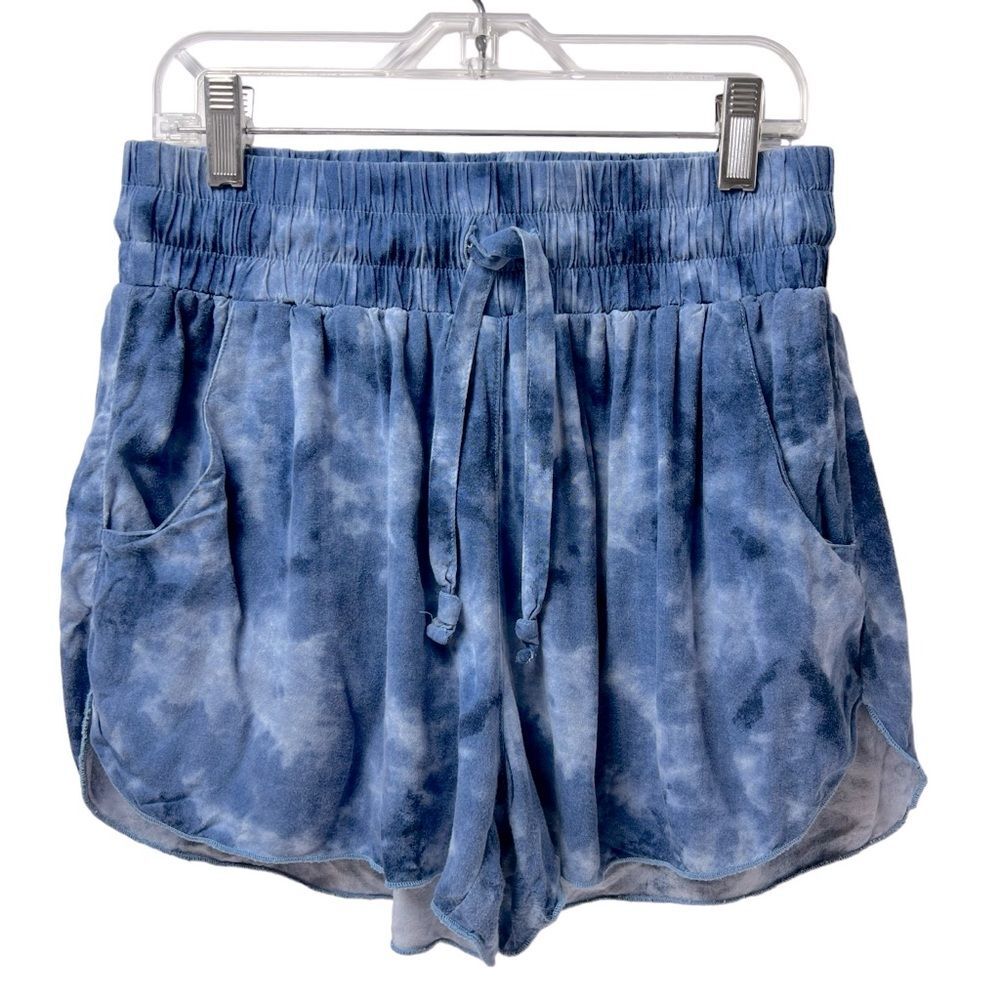 Hollister Shorts Blue Tie Dye Elastic Waist Drawstring Pockets Small